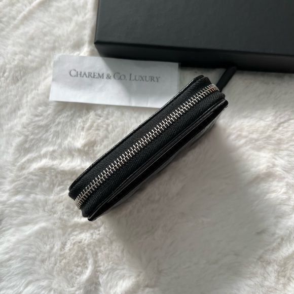 NEW🖤REV Chanel Classic Black Zipped Caviar Card Holder Wallet silver hardware. - Picture 3 of 7